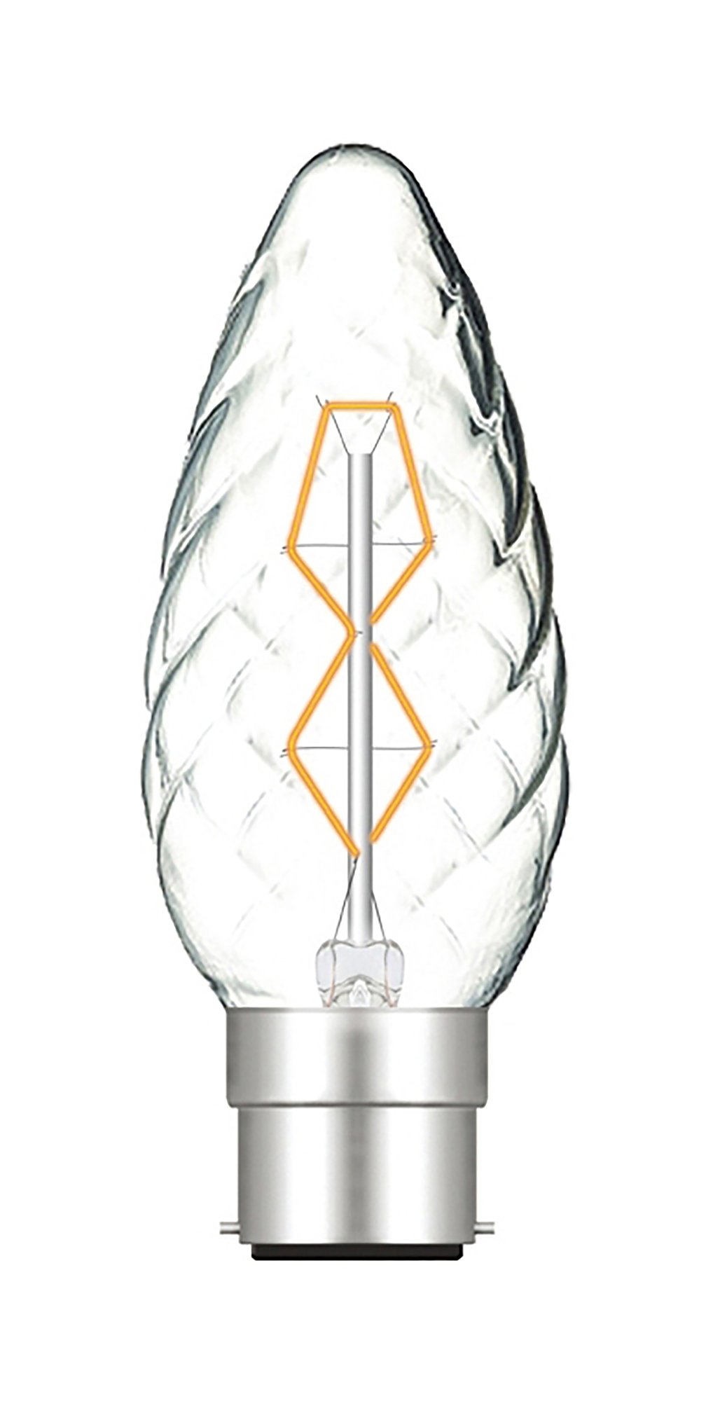 015049040  Rustica Dimmable Candle Twisted/S B22 Clear 40W